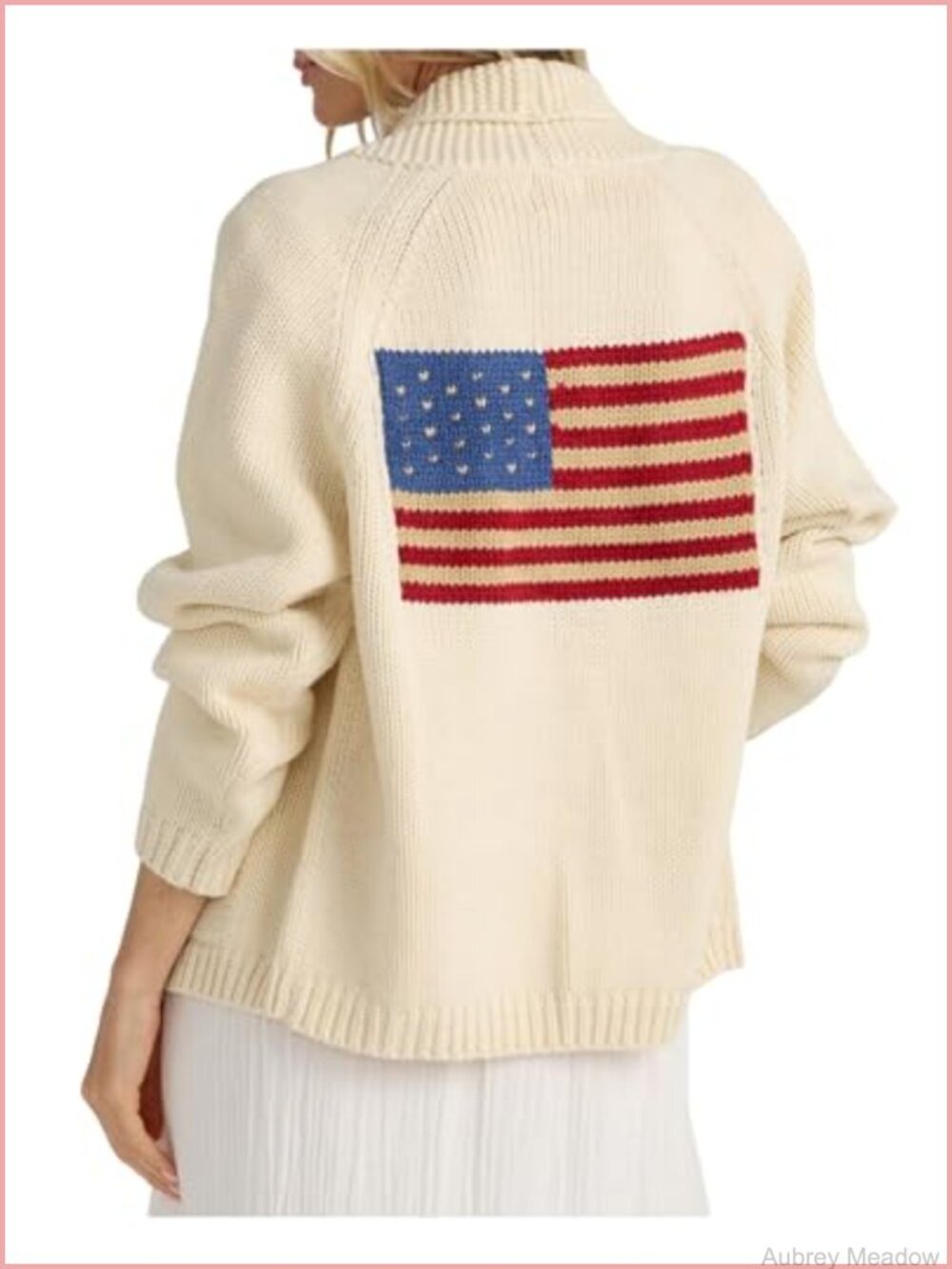 American Flag Cardigan Shawl Collar Oversized Varsity Sweater